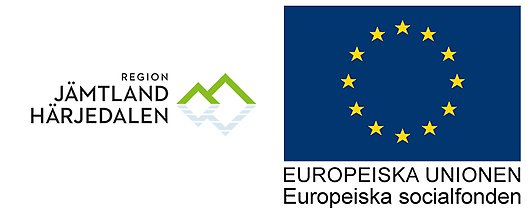 Logotyp för Region Jämtland Härjedalen och Europeiska unionen, europeiska socialfonden.